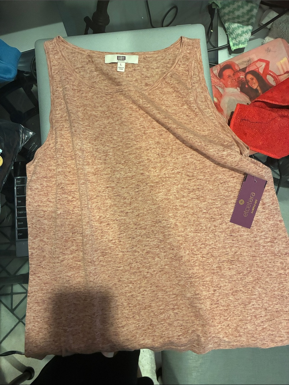 Etcetera Heathered Dusty Rose Sleeveless Tank Top